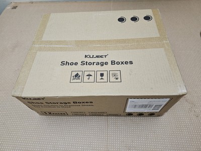 Large Shoe Organizers Storage Boxes Closet 12 Pack Kuject Clear Plastic Black