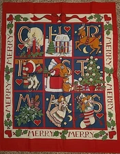 Vtg Susan Winget Christmas Fabric Traditions Wall Hanging Table Topper 1993 NWOT