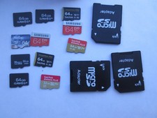 Lot of 11 used mixed 64GB class 3 MICRO SD Card's and 3 Micro SD adapters