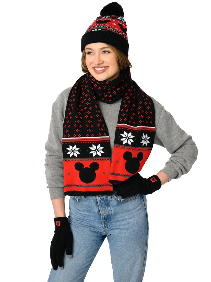 Disney Mickey Mouse Tejido Gorro, Guantes y Bufanda Conjunto de 3 Piezas Adulto Invierno Foto 4 de 4