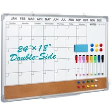 Calendar Whiteboard for Wall,24" x 18" White Board Calendar Dry Erase with Si...
