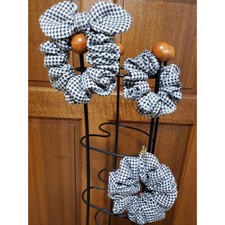 Handmade Elastic Hair Scrunchie Women's Girl Tie Ponytail Bow Checker Lot of 3