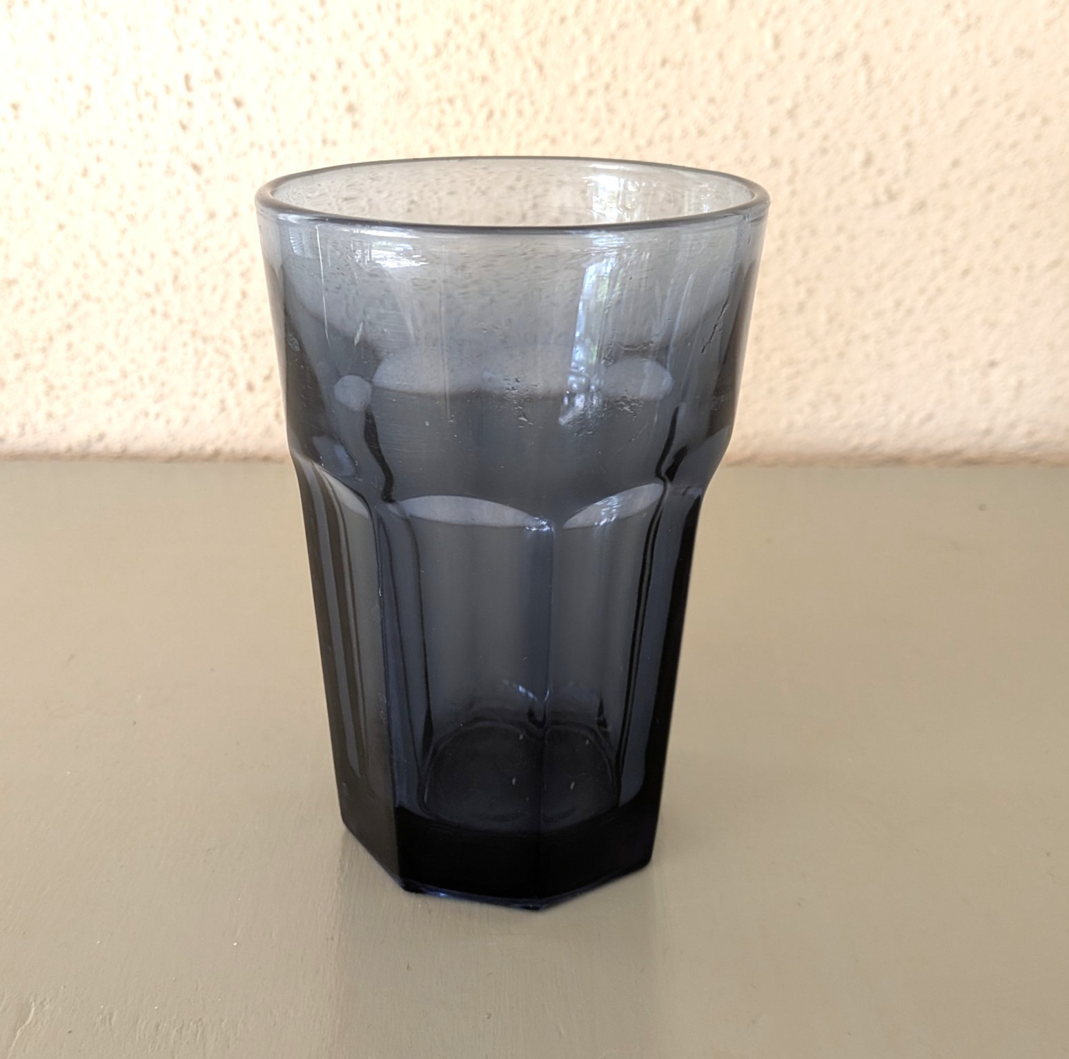 Libbey Gibraltar Dusky Blue Tumbler Duratuff 5” Tall 8 Panel Glass