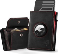 Airtag Wallet Herren Schwarz-Rot Rfid Schutz Magsnap Kartenetui Mit MüNzfach
