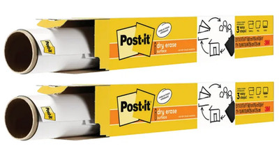 3M Post-it Dry Erase Surface w/ Adhesive Backing 36'' x 24'' White New 2 boxes