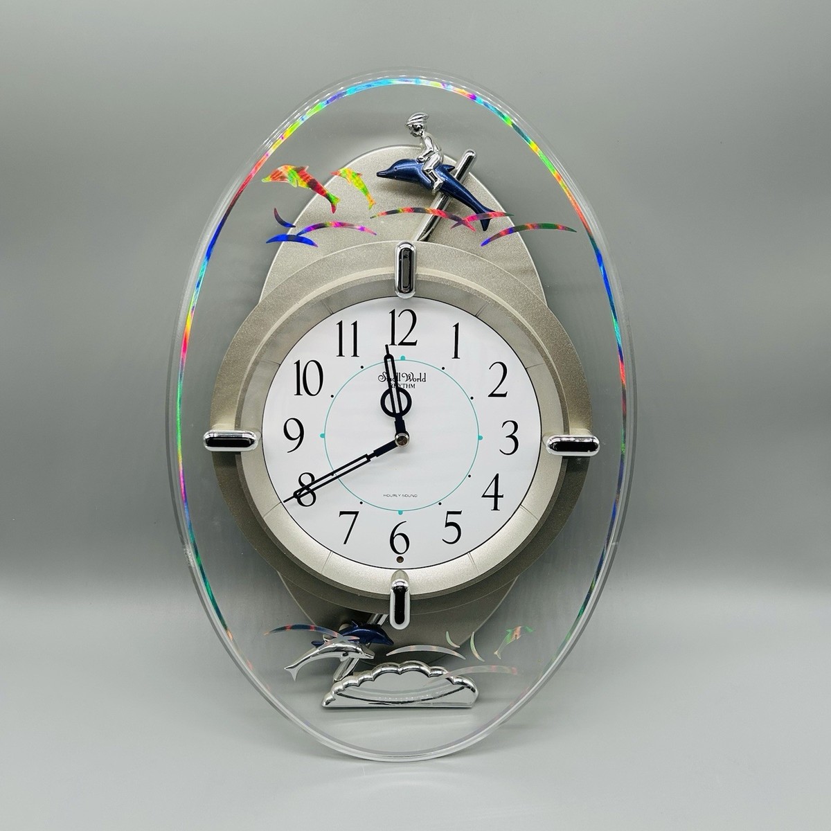 Vintage Small World Rhythm Magic Motion Wall Clock Dolphins