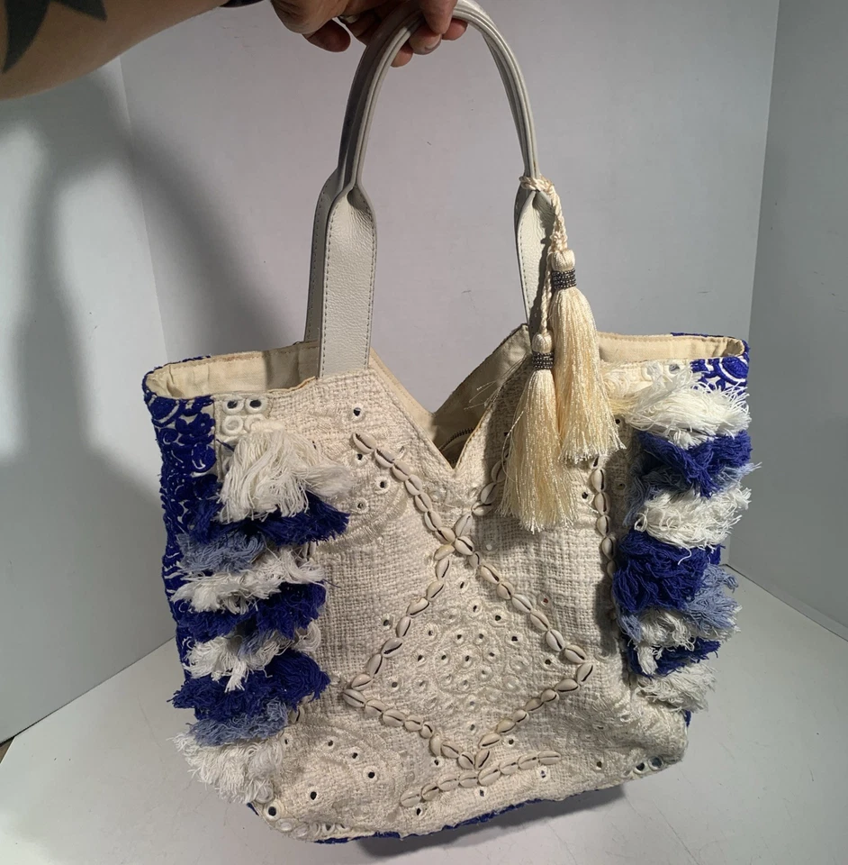 Bolso de Mano Sam Edelman Cuero Crochet Bordado Adornado Cartera de Hombro Foto 2 de 4