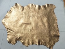 lambskin leather hide Metallic Brass Grainy Texture smooth finish