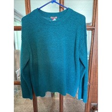 Vince Camuto Womens Teal Blue Marled Crewneck Pullover Sweater Size S Fall Cozy