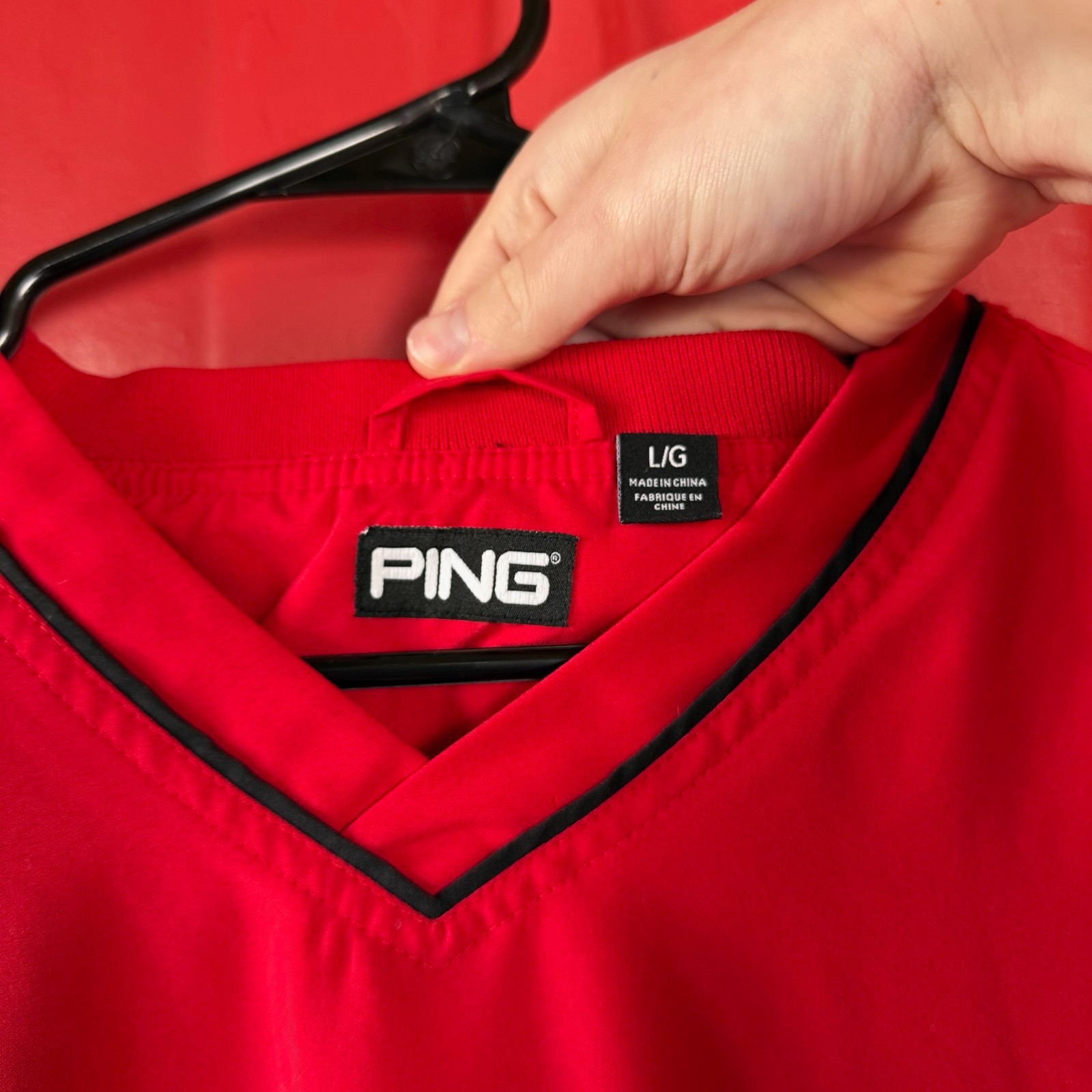 PING WINDBREAKER GOLF PULLOVER RED JACKET / LARGE - image 3