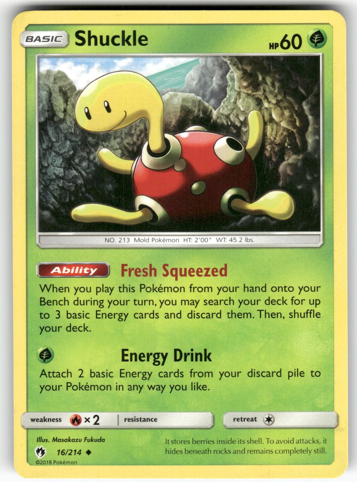 Shuckle 16/214 Uncommon Lost Thunder Pokemon Near Mint