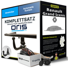 Für RENAULT Grand Scenic III JZ Anhängerkupplung abnehmbar +eSatz 13pol 09- Set