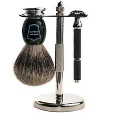 Parker 71R Shave Set - Safety Razor, Stand & 100% Pure Badger Shave Brush Incl