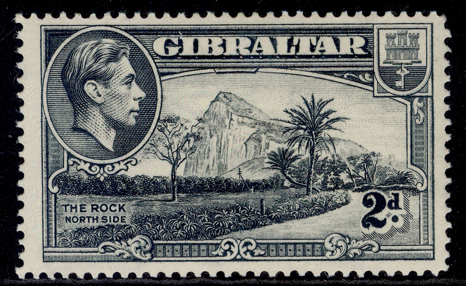 GIBRALTAR GVI SG124, 2d grey, NH MINT. Cat £32.