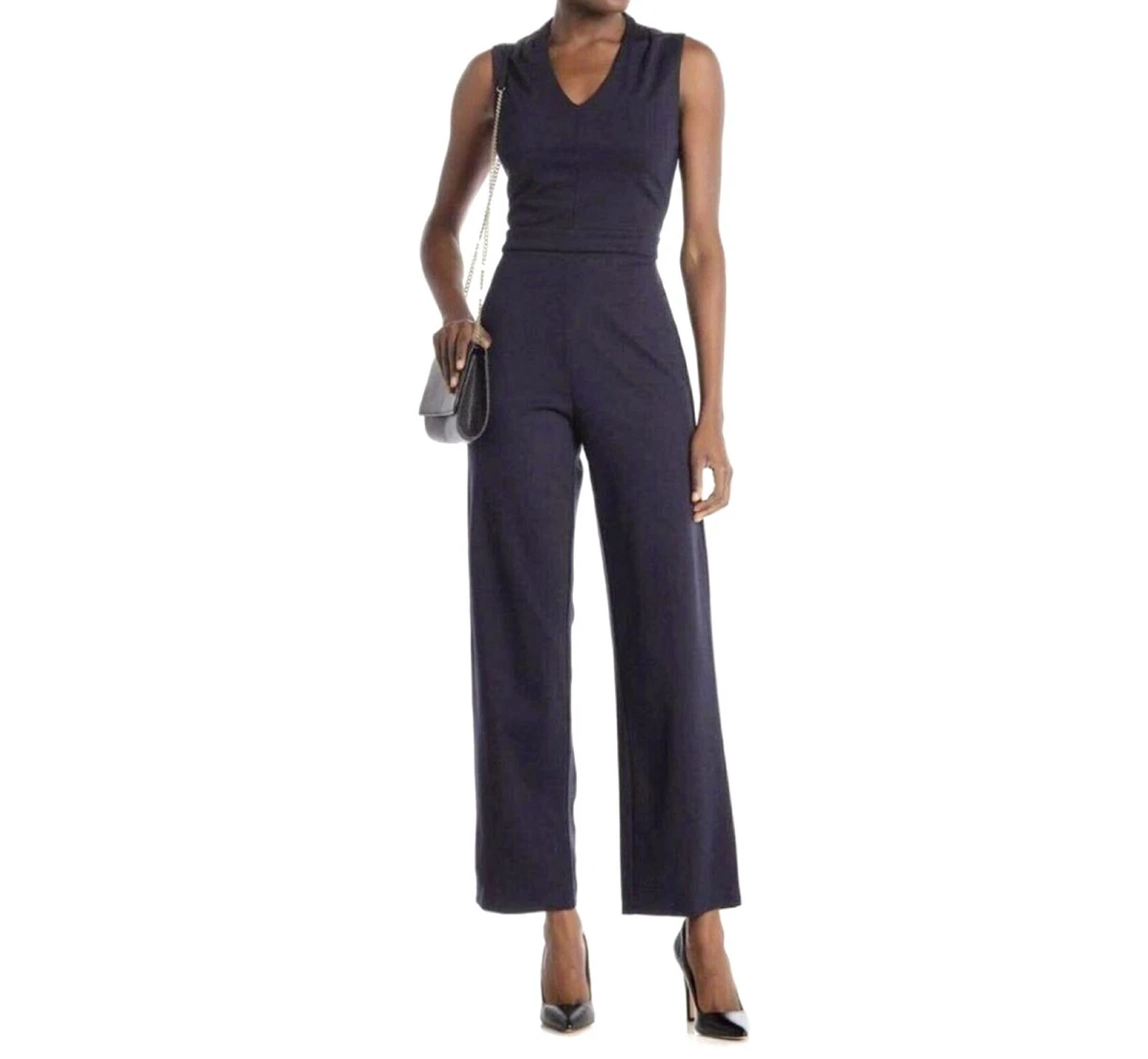 Tahari navy hotsell blue jumpsuit