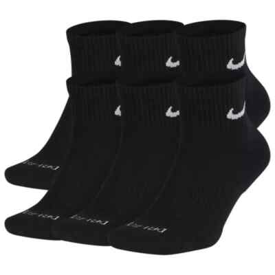 #ad Nike Everyday Plus Cushion Ankle Drifit UNISEX Socks LARGE Black 6 Pair $20.29