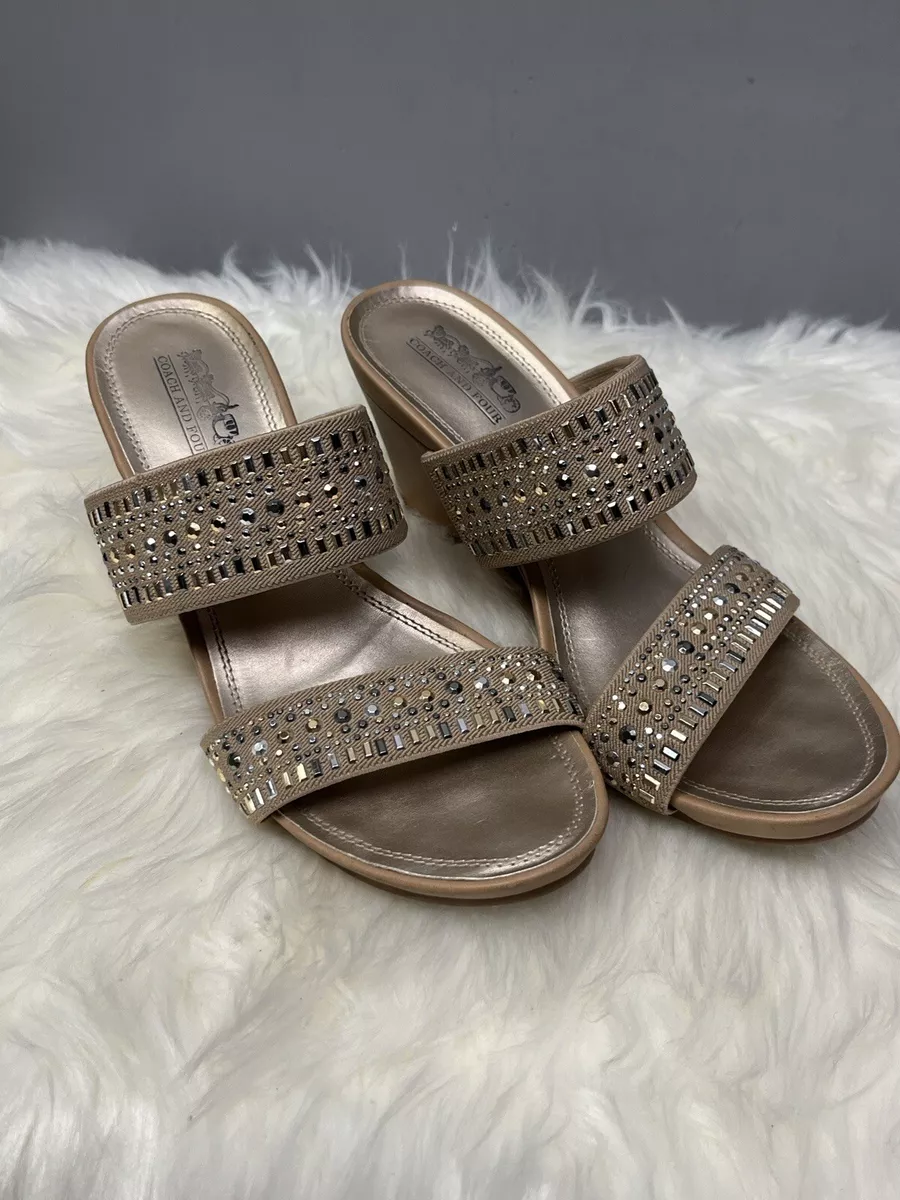 Coach and Four Shoes Womens sz 8M Vander Studded Wedge Sandal Slip
