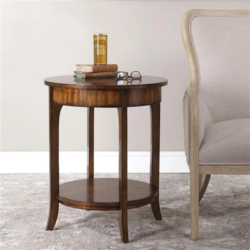 Uttermost Carmel Traditional MDF Wood End Table in Old Barn/Walnut - Picture 2 of 6