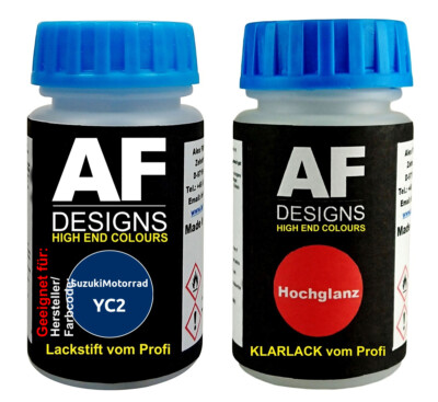 Lackstift Set für SuzukiMotorrad YC2 Candy Blue Perl + Klarlack je 50ml Motorrad