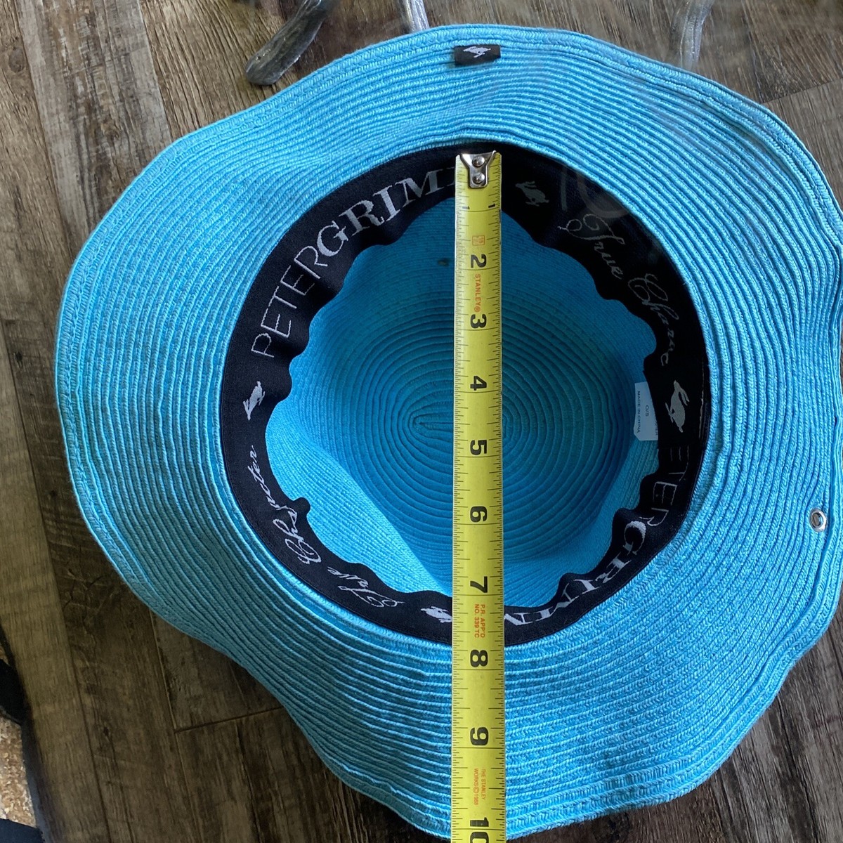 Peter Grimm Navy and Light Blue Woven Sun Hat PETER GRIMM STRAW SUN HAT Light Blue Summer Travel Beach  main image 3