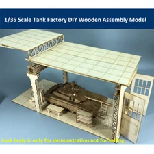 1/35 Scale Tank Factory Garage Repair Shop Scene DIY Wooden Assembly Model New