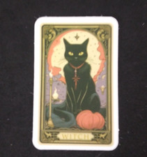 Black Cat Witch Halloween Kitty Cat Sticker 2.25" x 1.5" AX