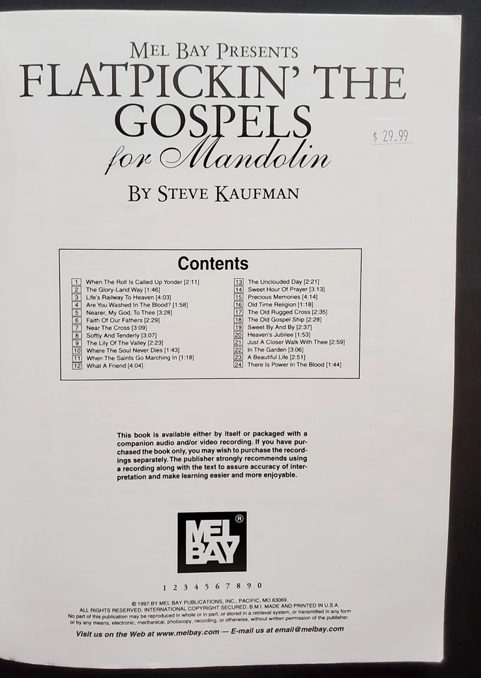 Mandolin Flatpicking The Gospels Lesson Sheet Music Songbook w/cd Mel Bay - Image 2 of 4