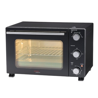 Cooks Professional Mini Backofen | 28 Liter | 3 Kochfunktionen | Schwarz & Silber