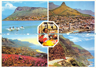 D015265 Kapstadt. Surfer bei Fish Hoek. Blick auf Sea Point. Camps Bay. Marine Dr