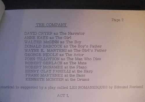 The Fantasticks Musical Program David Cryer Anne Kaye 1967 - Picture 11 of 11