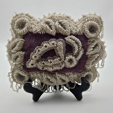 Rare! Antique Native American Iroquois Mohawk Purple Beaded Pin Cushion of MOTH