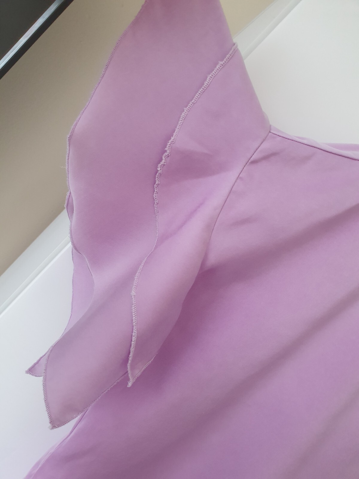 zara womens purple lilac blouse top satin ruffle frill sleeves eBay