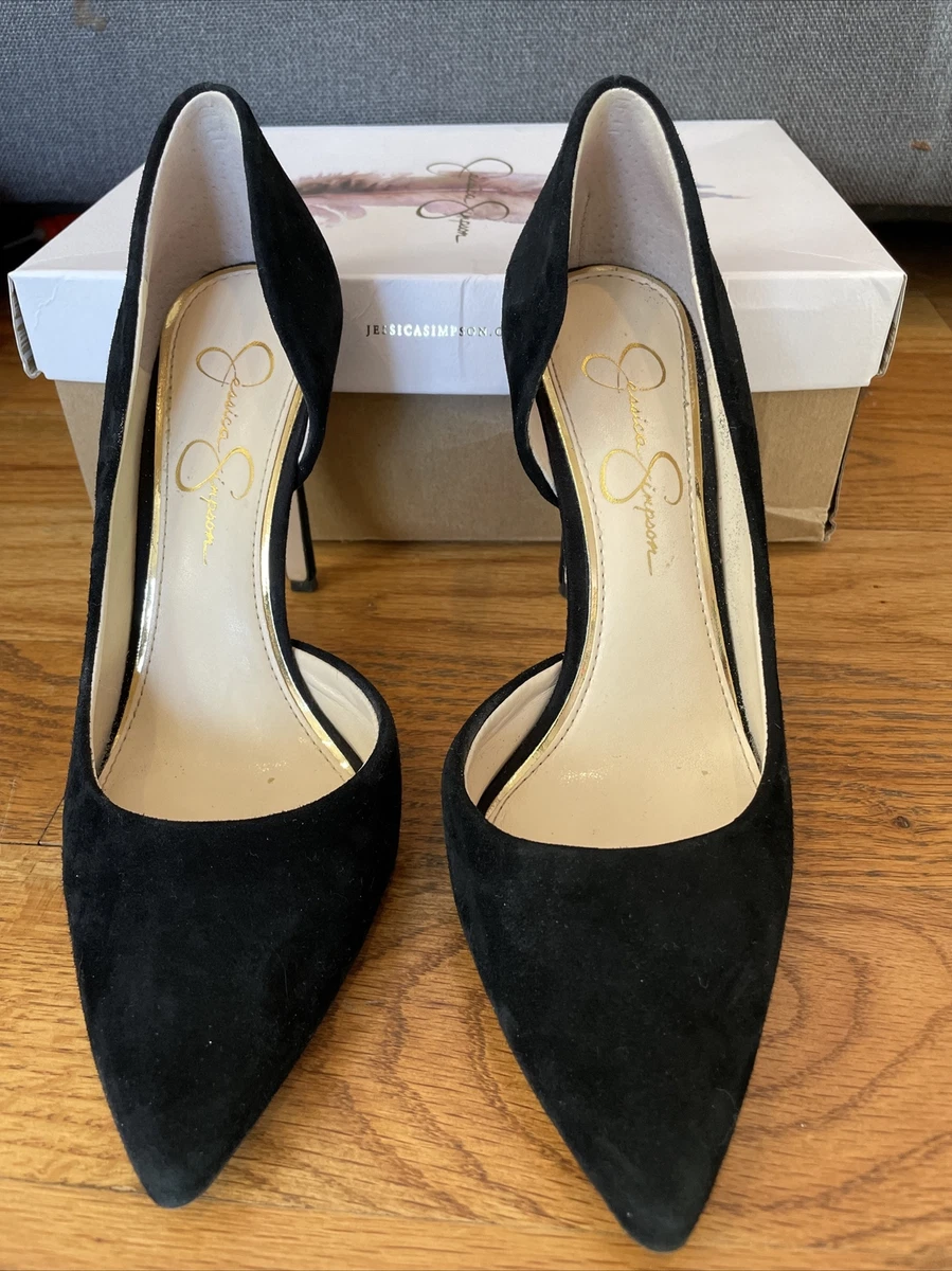 Jessica Simpson Suede Shoes Sz 6.5 Black D Orsay Pumps Pointed Toe