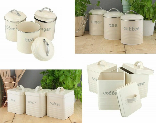 cream tea coffee and sugar canisters