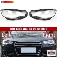 Pair Car Headlight Lamp Lens Cover + Glue Clear Shell For Audi A6L C7 2013-2015