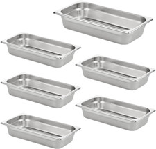 6 Pack Anti-Jam Hotel Pans, 1/3 Size 2 1/2 Inch Deep, Commercial Stainless Steel