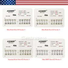 AZDENT Dental Ortho Metal Brackets Braces Mini/Standard Roth/MBT .022/018 Hook 3