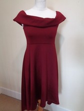 BOOHOO BRAND NEW WINE MATERNITY BARDOT SKATER DRESS - SIZE 8