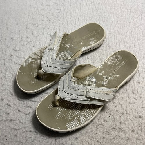 Clarks Cloudsteppers Thong Sandal Womens 9 M White Adjustable Flip Flop |  eBay