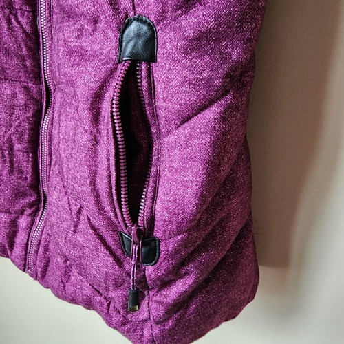 Green Tea Puffer Vest Womens Size Small Sherpa Lined Quilted Fleece Magenta - Picture 4 of 10