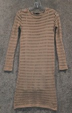 Zara Women's Open Knit Dress With Lining Beige/Tan Size S Long Sleeve Pre-owned 