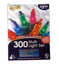 300 Multi Light Set Christmas String Lights Professional Series Plus 74 feet