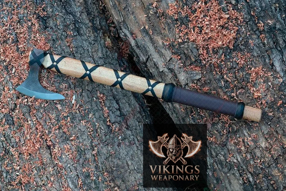 Set Of 3 Ragnar Axe Handmade Viking Axe Carbon Steel Axe,Hunting Axe With Sheath - Image 3 of 4