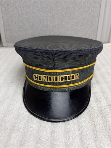 Vintage Conductor Hat Black with Yellow Trim  Made In USA - EXCELLENT CONDITION
