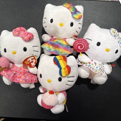 TY Beanie Baby - HELLO KITTY Lot Of 4. Lolli, Ice Cream, Cupcake, Rainbow. New.