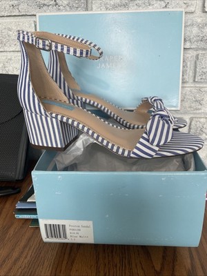 Draper James Preston Sandal Blue Multi Size 7.5 New In Box with Dust Bag
