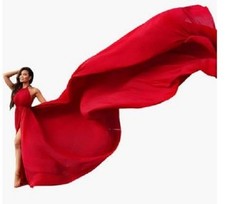 Halter Neck Long Satin Flying Flowy Dress, Long Train Santorini Dress