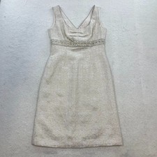 Tahari ASL Beaded Metallic Sheath Dress Size 4