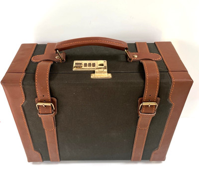 Vintage Canvas & Leder Patronenetui Munitionskiste Zahlenschloss