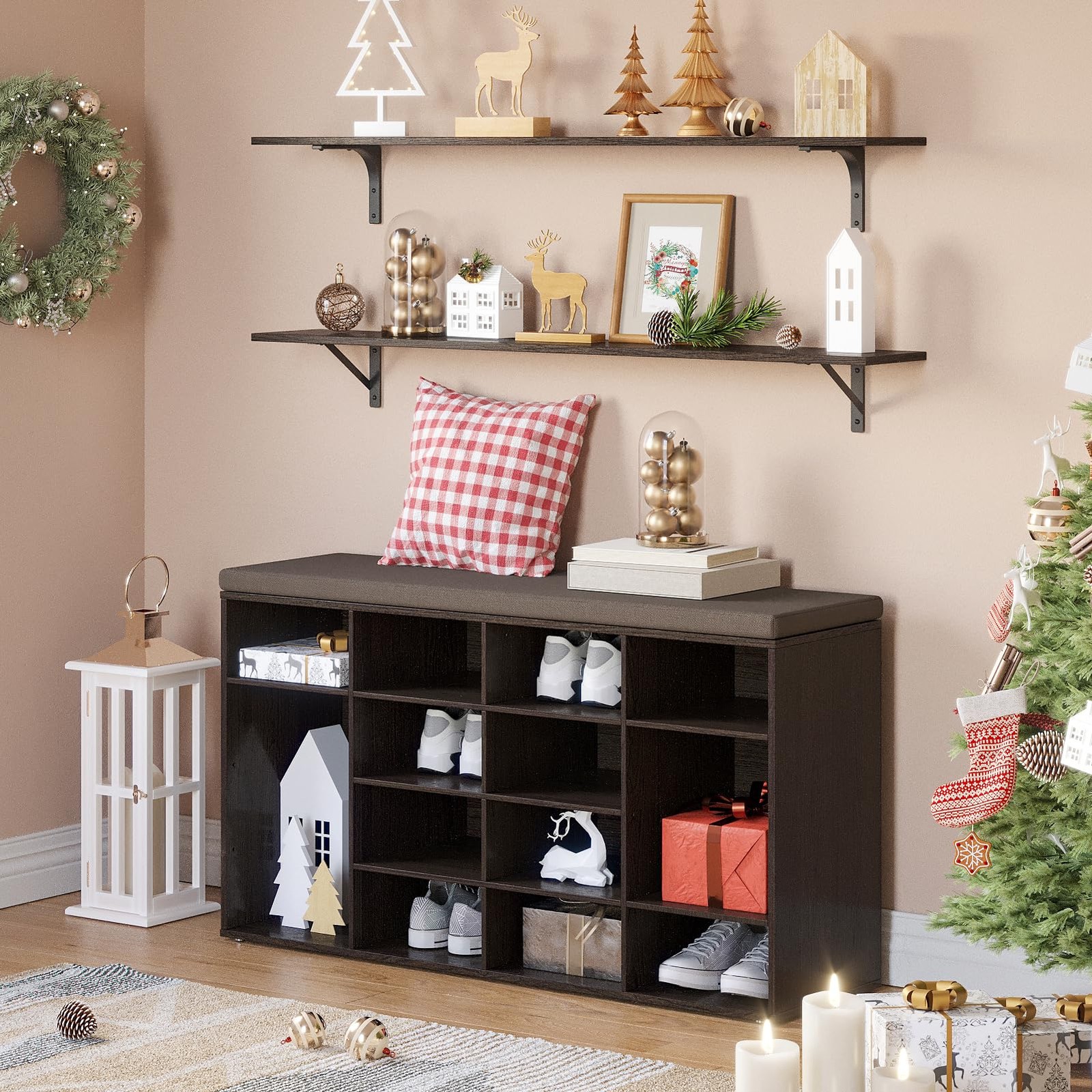 Long Wall Shelves, 47.3Inch Wall Mounted Shelves Set of 2, Extra Large Wall S...